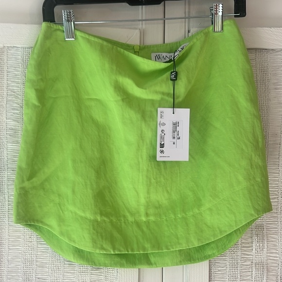 JW ANDERSON US sz 4 UK 8 lime green curved hem mini skirt NWT - Picture 4 of 9